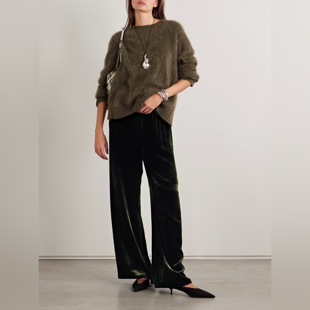 La Ligne Sabine Velvet Wide-Leg Pants